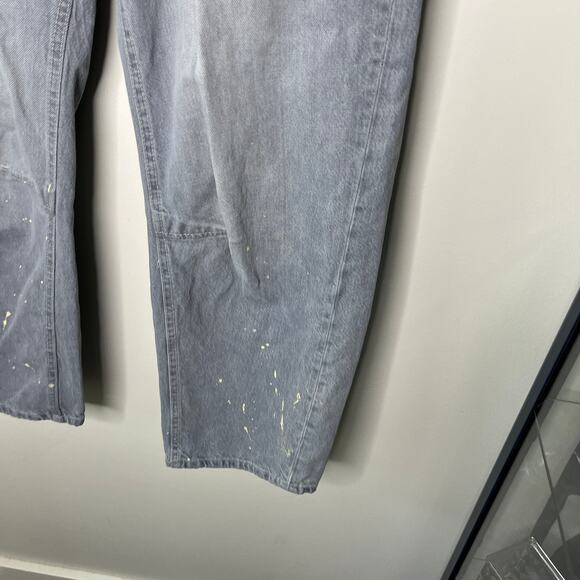 We The Free Women's Barrel Jeans 27 Moxie Gray Pull On Low Slung Paint Splatter - Picture 5 of 10
